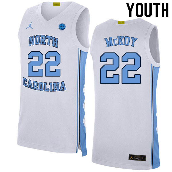 Youth #22 Justin McKoy North Carolina Tar Heels College Basketball Jerseys Sale-White - Click Image to Close